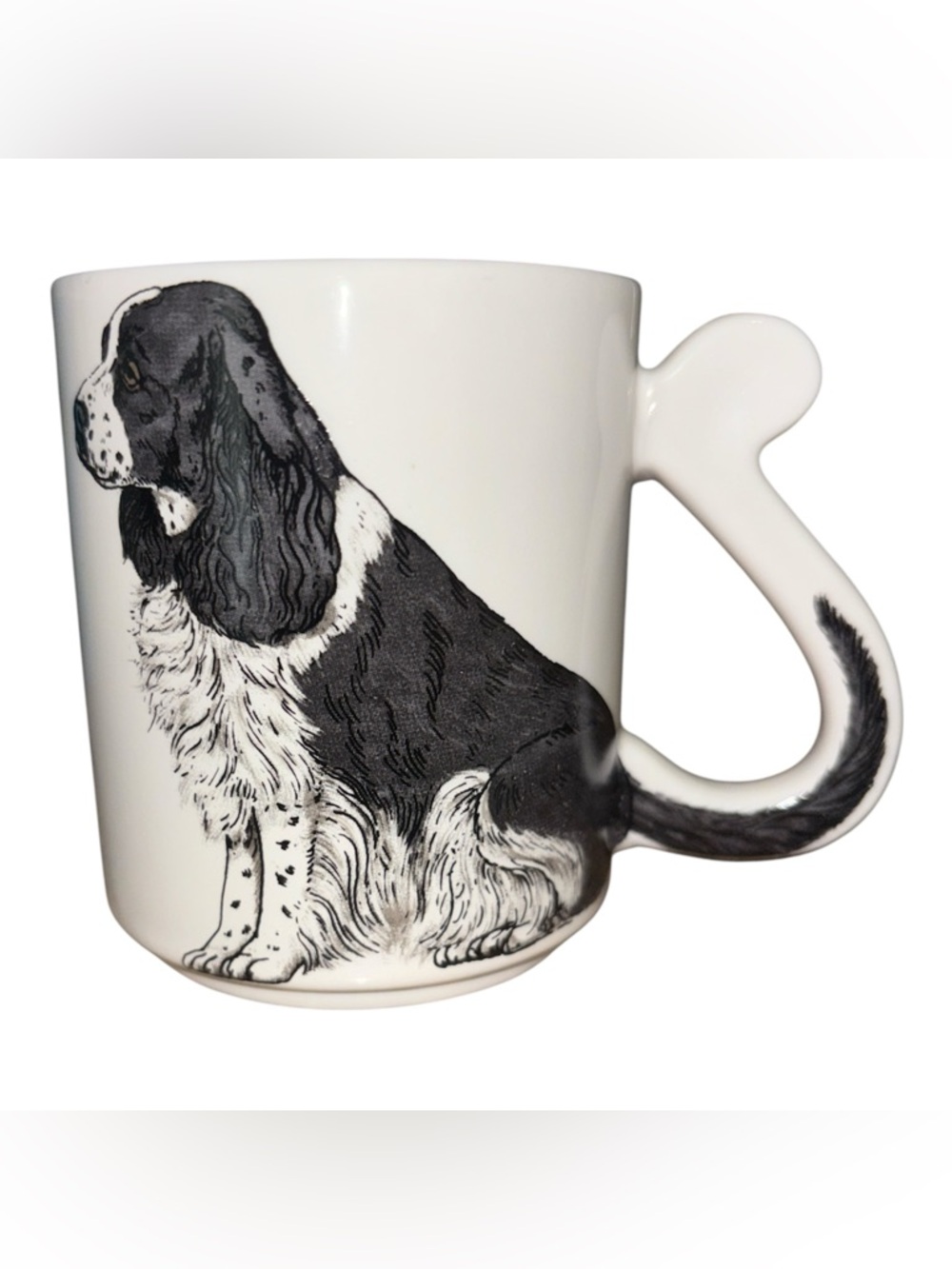 JAPAN Collectors Vintage 1988 Cocker Spaniel Dog Mug with Flat Tail Handle